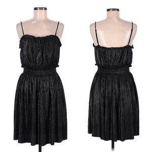 H&M Womens Dress Size Medium Black Shiny Spaghetti Strap Whimsygoth